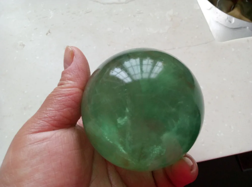 67mm NATURAL Green Fluorite quartz crystal sphere ball healing