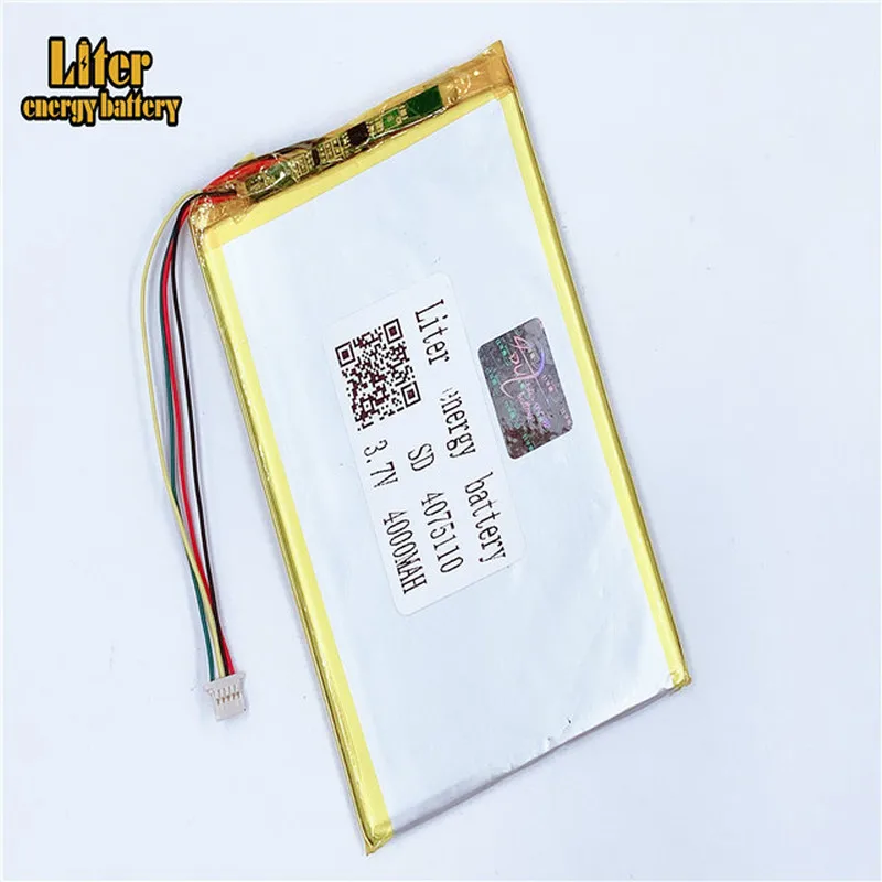Enchufe 1,0-5P 4075110 3,7 V 4000mah tableta PC batería lipo en baterías recargables con capacidad completa