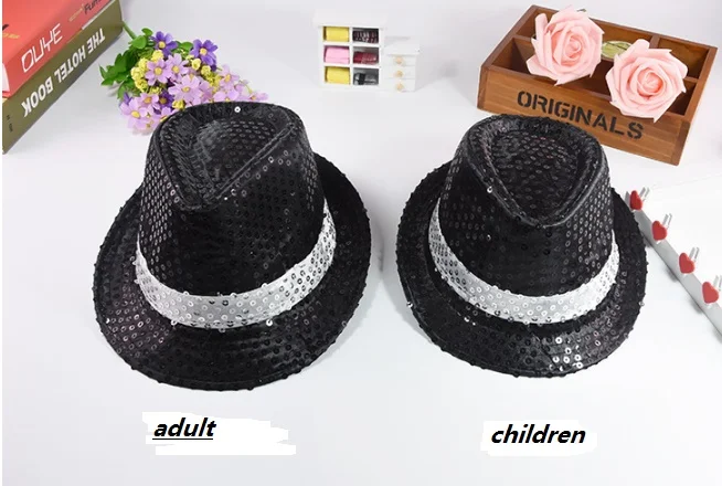 

Christmas hat child adults party sequins jazz hat kids men women dance cap club bar event party Festive stage perform prop gifts