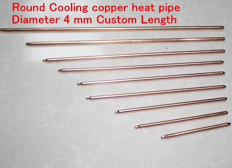 2pcs 4*200mm Cooling Copper Heat pipe Round heat tube 4mm radiant pipe rod-shaped cooler diy copper pipe heatsink