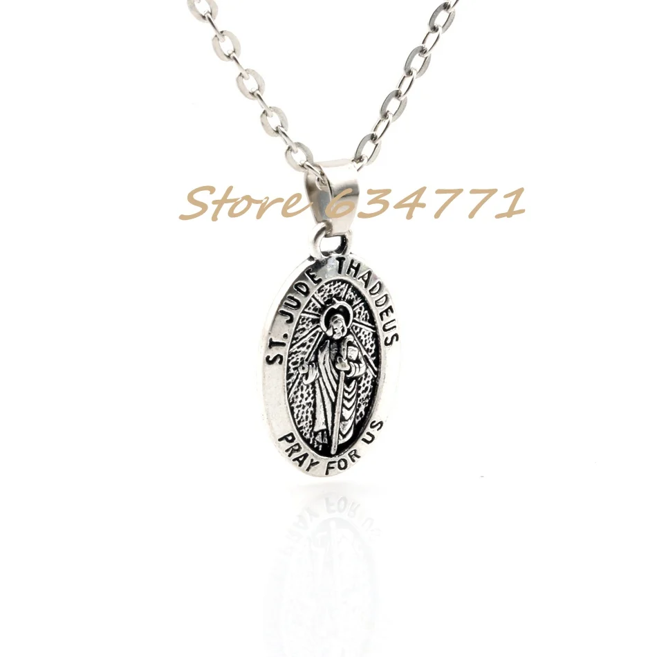 2Pcs Alloy ST. JUDE THADDEUS Pendant Necklace For Religious Belief Jewelry Gifts