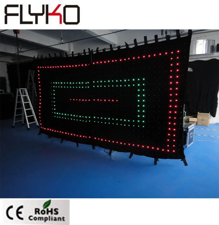 concert stage decoration P10cm led curtain 2m high by 2m  width 2peice connected indoor flexible led soft dj club backdrop