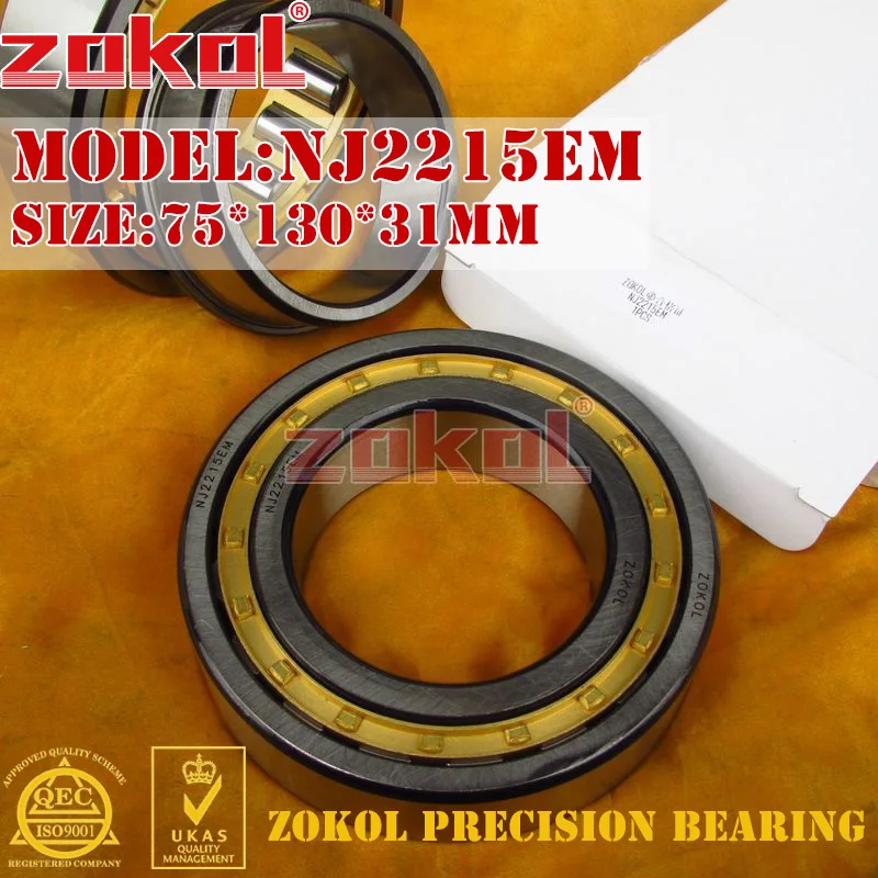 ZOKOL NJ2215 E M bearing NJ2215EM 42515EH Cylindrical roller bearing 75*130*31mm