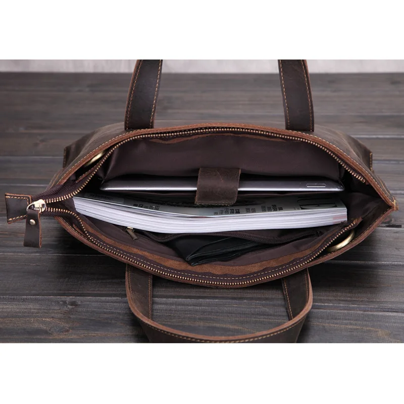 Vintage Genuine Leather Men Bag Business Totes Briefcase Portfolio Handbag Shoulder Messenger Men\'s Travel Laptop Bag For Male