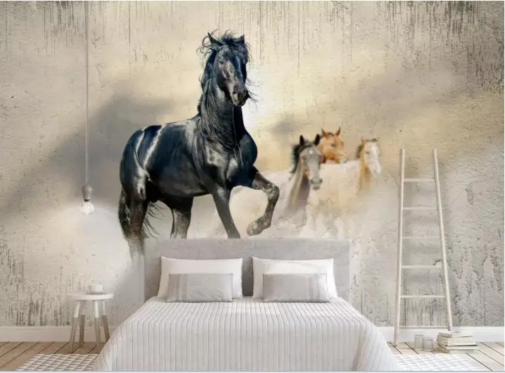 

Custom Wallpaper 3D Stereoscopic Nordic modern minimalist running horse figure personality wallpaper Nordic background wall