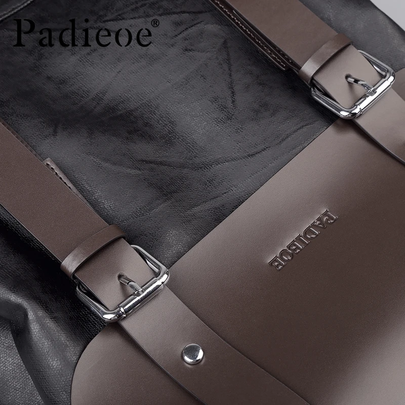 Padieoe men backpack bookbag mens bag genuine leather luxury college back pack fashion waterproof travel luggage bag laptop