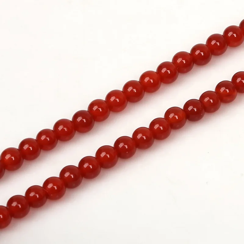 Red Carnelian Agates Round Gem Beads 15\