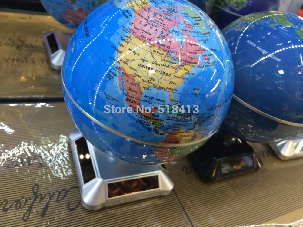 Dia 14cm Birthday Present Solar Globes Rotating Globe Energy-saving Rotation Furnishing Articles Educational Unisex Round 2021