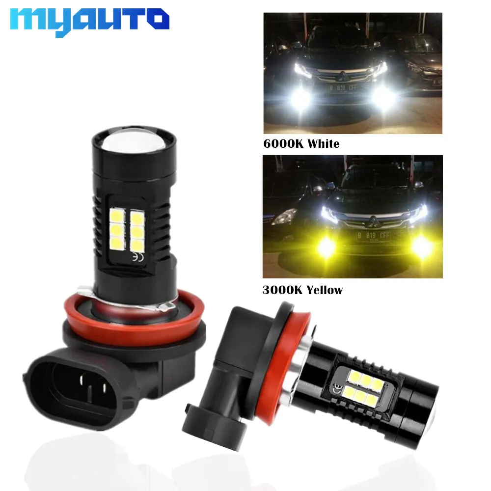 2pcs H11 H8 LED Bulbs HB3 9005 HB4 9006 LED 6000K 3000K Car Fog Lights 1200LM Auto Fog Running Lamp White Golden 12V 24V