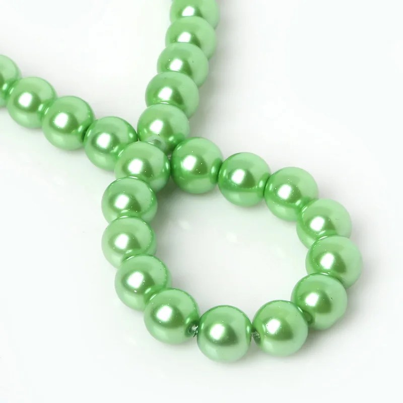 Hot 4mm 6mm 8mm 10mm Green Color Round Ball Loose Glass Pearl Spacer Beads For Fashion Necklace Bracelet Jewelry DIY