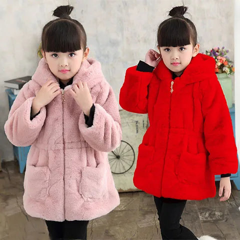 Hot Sale Children Fur Coat For Winter 2019 Boys & Girls Cute Rabbit-Like Sweater Outerwear Baby Kids Thickened Wadded Jacket P30