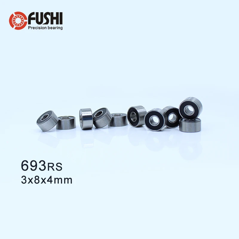 693RS Bearing ABEC-3 ( 10 PCS ) 3*8*4 mm ABEC-3 Hobby Electric RC Car Truck 693 RS 2RS Ball Bearings 693-2RS Black Sealed