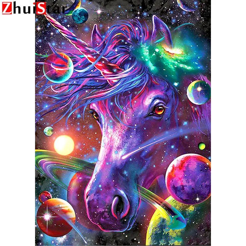 ZhuiStar Full Square Drill 5D DIY Diamond Painting Color unicorn Embroidery Cross Stitch 3D Home Decor Q25-26