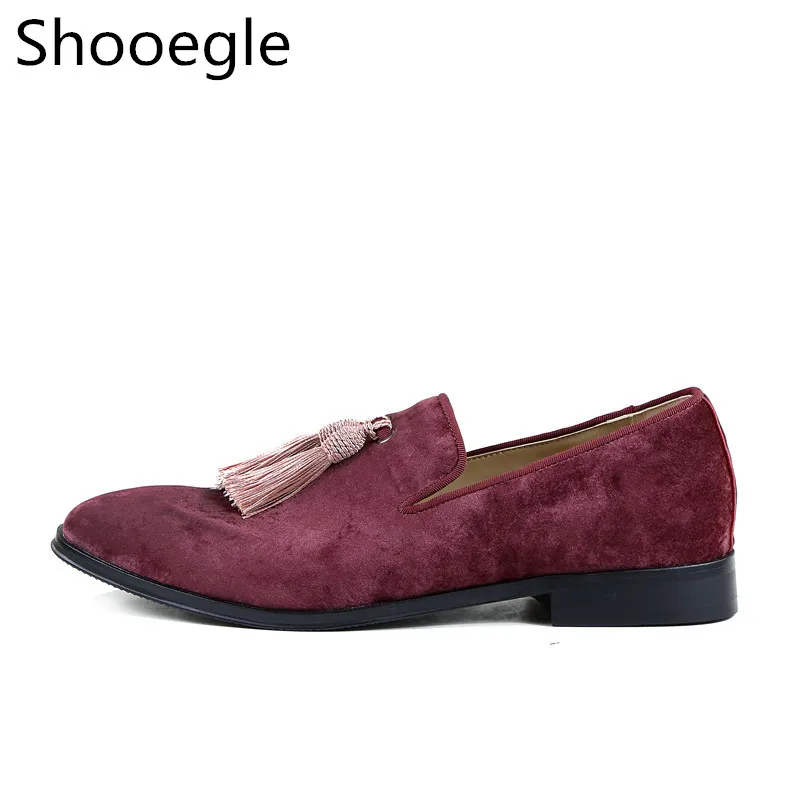 

Fashion Pointed Toe Suede Men Casual Shoes Tassel Loafers Slip On Smoking Flats Men's Dress Shoes