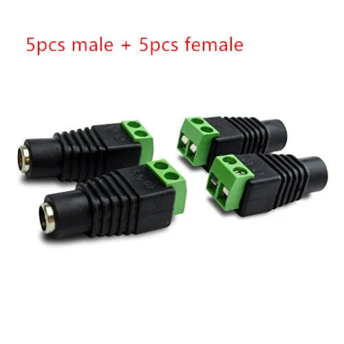 5 pair Led strip Lighting Accessories connector  5.5x2.1mm DC Male + Female Solderless for Led Power Supply Adapter and Strip