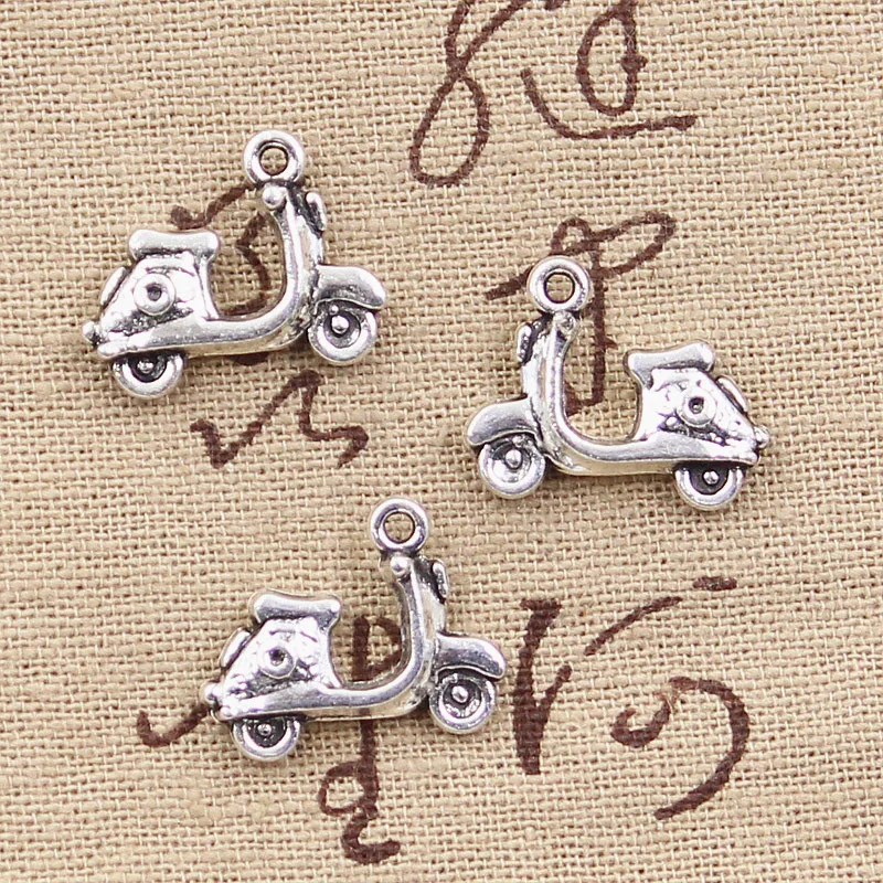 10pcs Charms Motorcycle Scooter Autocycle 15x19mm Antique Making Pendant fit,Vintage Tibetan Silver color,DIY Handmade Jewelry