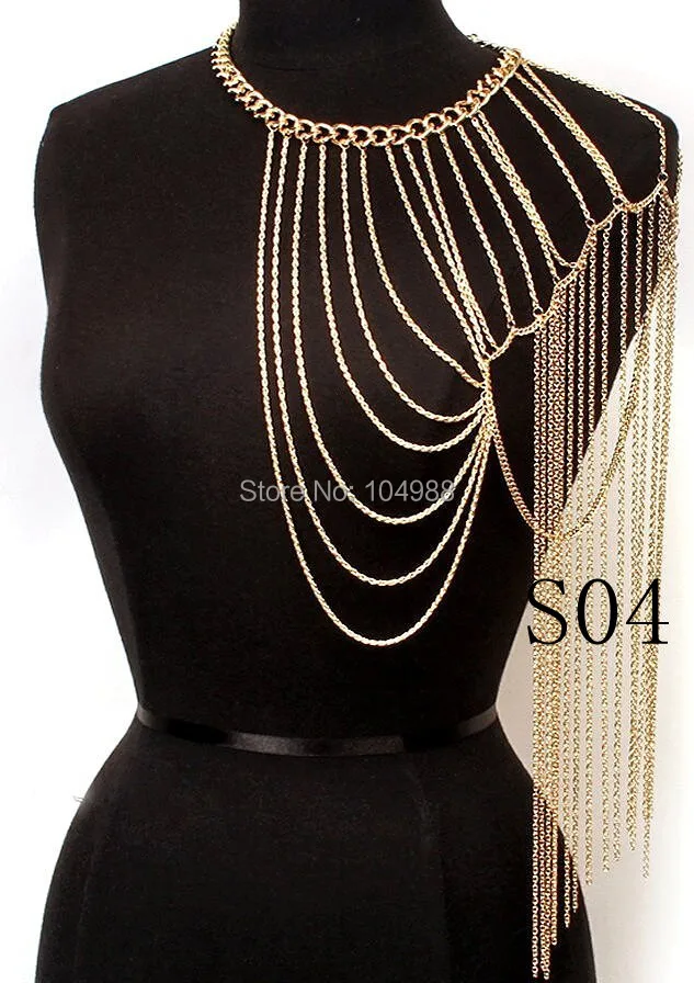 NEW ARRIVALS WOMEN FASHION BODY CHAINS SHOULDER JEWELRY DIFFERENT STYLES SHOULDER CHAINS JEWELRY 3 COLORS