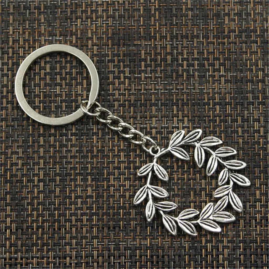 Fashion Olive Branch Wreath 41x36mm Pendant 30mm Key Ring Chain Bronze Silver Color Men Car Gift Souvenirs Keychain Dropshipping