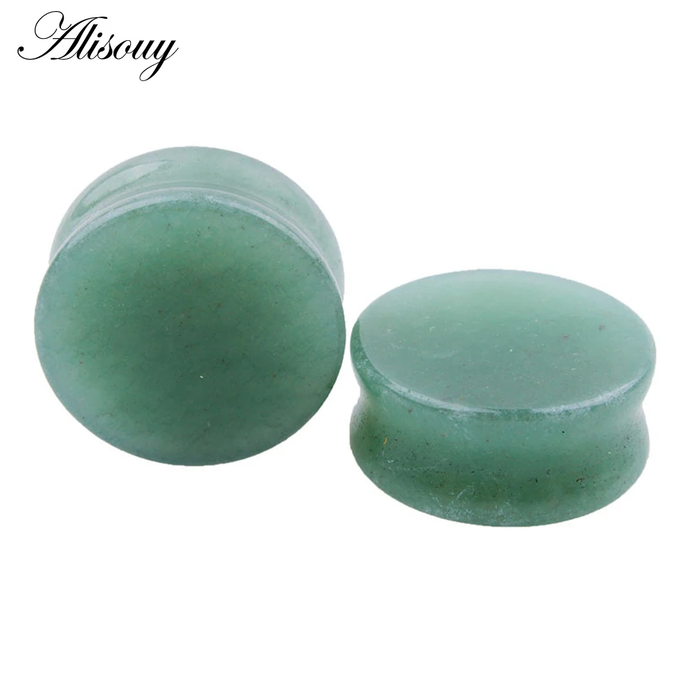 Alisouy 1 Pair Ear Expander Body Piercing Hematite Tunnels Jewelry Organic Flesh Tunnels Stone Ear Plugs Ear Gauges