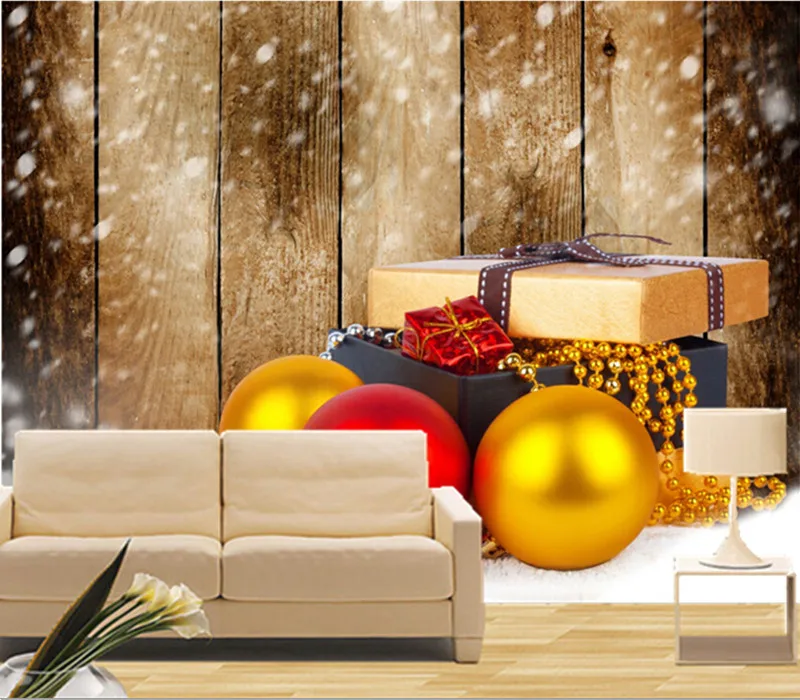 

Custom 3D murals,Holidays Christmas Balls Gifts Snow Boards papel de parede,hotel living room sofa TV wall bedroom wallpaper