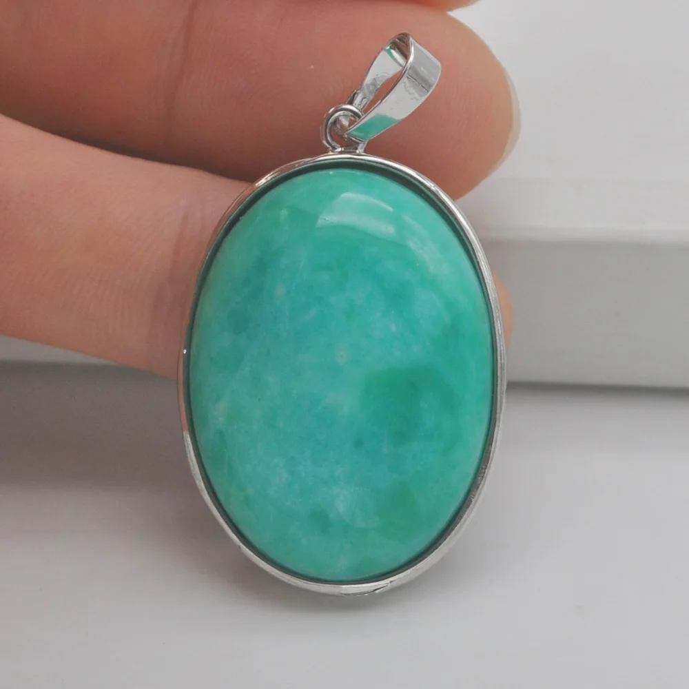 Natural Amazonite Stone Bead Oval GEM Pendant Jewelry S922