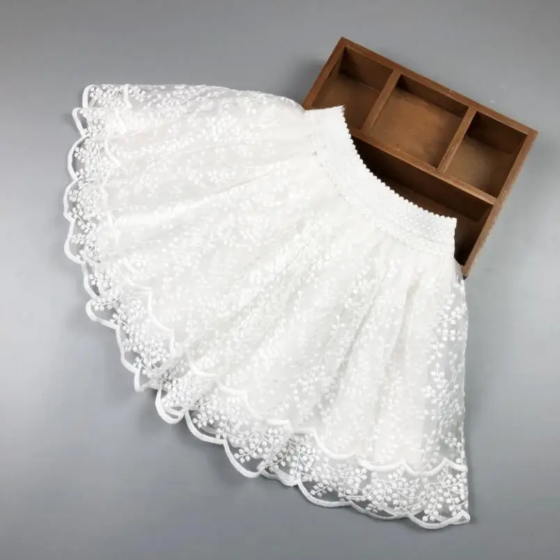 2022 Spring Autumn Summer Princess Girl Dance Skirt Solid School Girls Lace White Skirts Tutus Children Baby Toddler Ballet Tutu