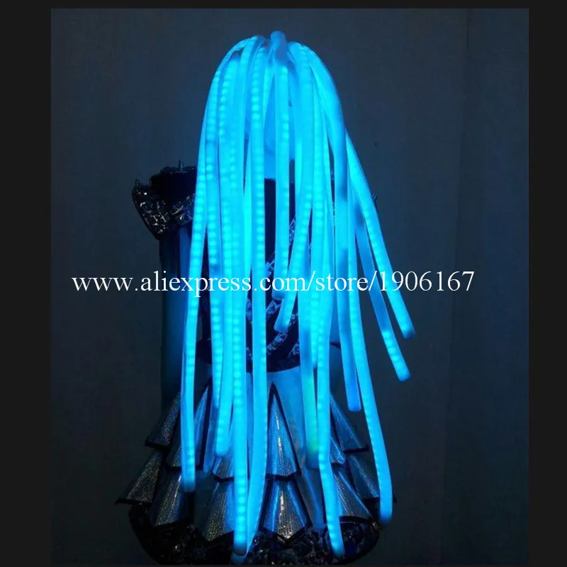 3 Colors LED Light Up Hair Luminous Cosplay Wigs Halloween Christmas Headwear Party For Dancing Bar DJ Club Free Shipping