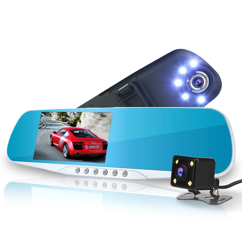 

4.3" Car DVR Dual Lens Full HD 1080p Wide Angle Camera Rearview Mirror Camera Recorder Registrator