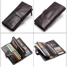 Genuine Crazy Horse Leather Wallet Men #4