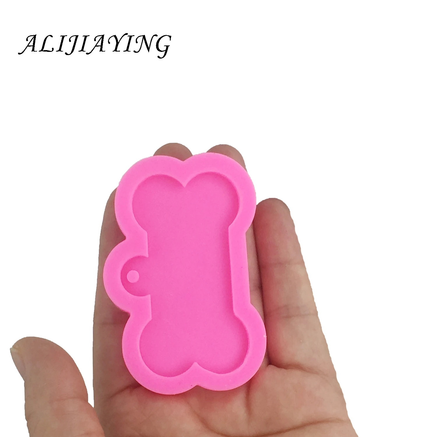 DIY Shiny Dog bone shape silicone mold for keychains with a hole resin jewelry molds for 3D crafts tools DY0061