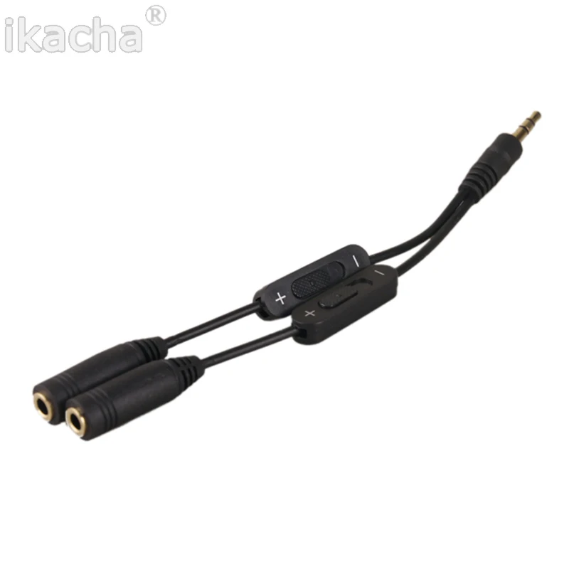 New Volume Control 3.5mm Plug Jack Headphone Audio Stereo Y Splitter Cord Cable With Phone Separate Cable High Quality