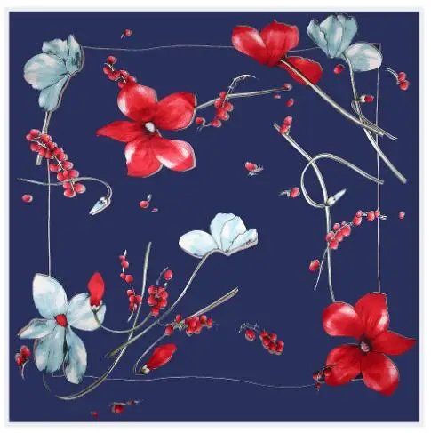 2019 New Arrival Luxury Brand 100%Twill Silk Woman Scarf Square Scarves Butterfly Flowers Print Silk Scarf Shawl&Wraps Hijab