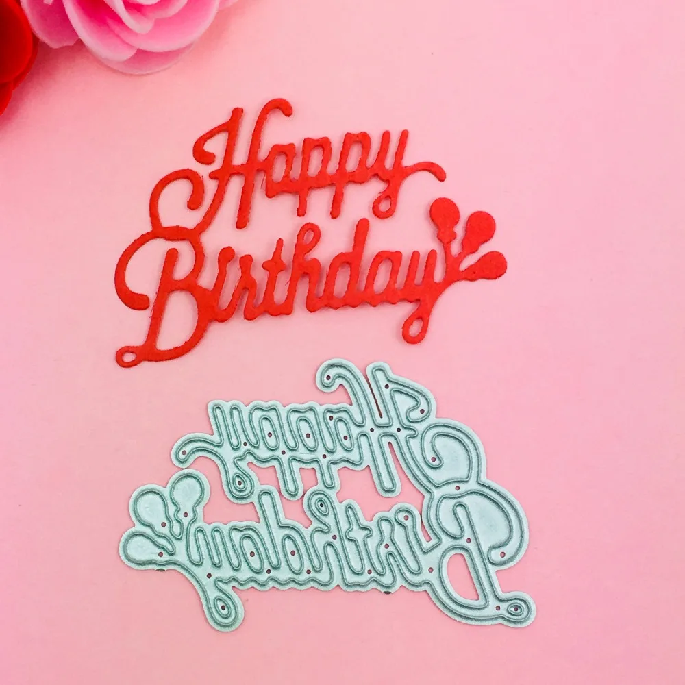 

3Pcs Happy Birthday Metal Cut Dies Stencils for Scrapbooking Stamp/Photo Album Decorative Embossing DIY Paper Cards