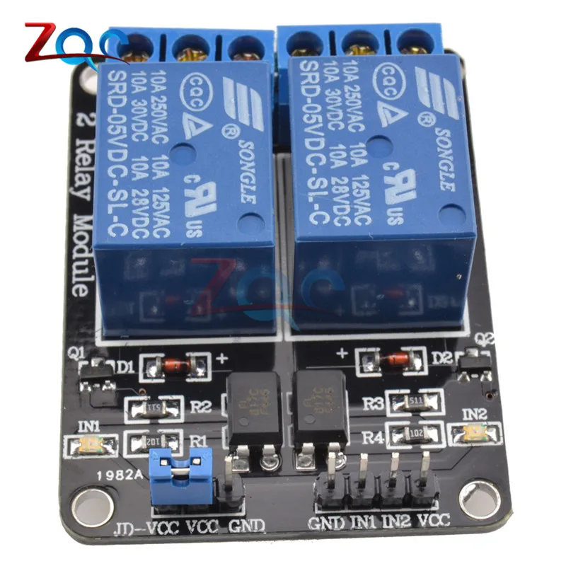 1PCS 5V 2-Channel Relay Module Shield for Arduino ARM PIC AVR DSP Electronic 5V 10A 2 Channel Relay Module