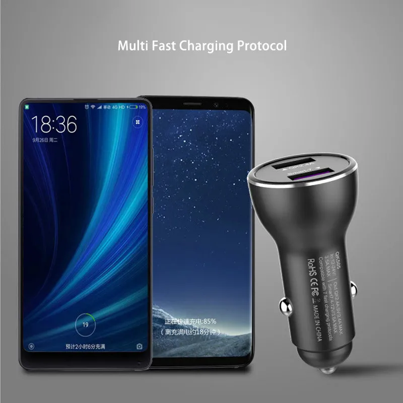 

2 Port Fast Car Charger Smart FCP For HUAWEI P20 lite Mate 8 9 10 20 Pro P9 P10 Plus Honor 8 9 10 V9 V10 Nova 2S 3 3E