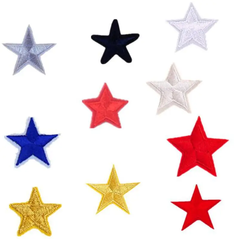 Random Multicolor Stars Patches Iron On Sew On Cartoon Patch for Clothes Repair DIY Stripe Fabric Stickers Jean Coat Bag Badge