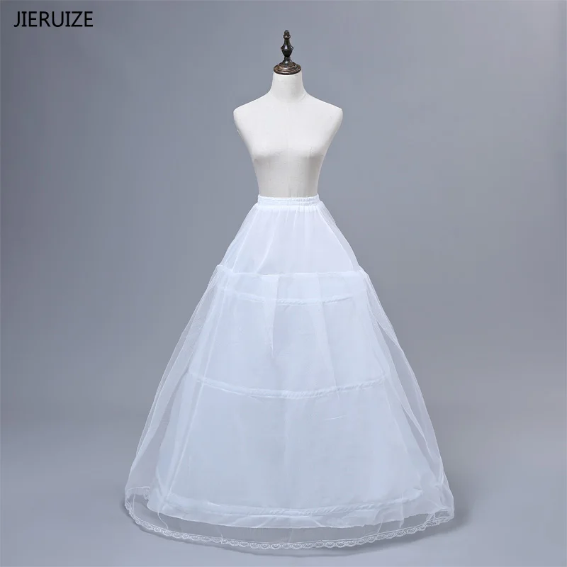 

JIERUIZE In Stock Free shipping High Quality White Petticoats 3 Hoops Lace Wedding Accessories For Wedding Dresses Bridal Gowns