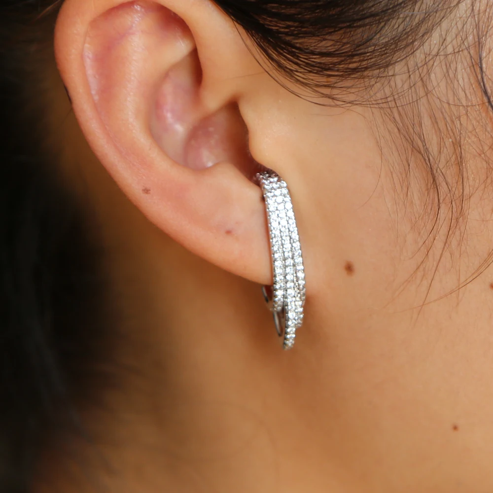 2023 New design micro pave cz long top botton ear studs earring Copper lead nickle free Dazzling Chic earrings jewelry