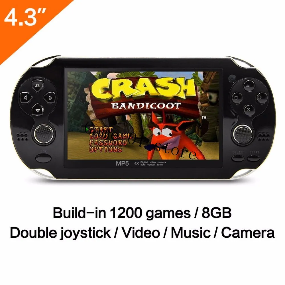 

2022 FREE Built-in 3000 games, 8GB 4.3 Inch PMP Handheld Game Player MP3 MP4 MP5 Player Video FM Camera Portable Game Console