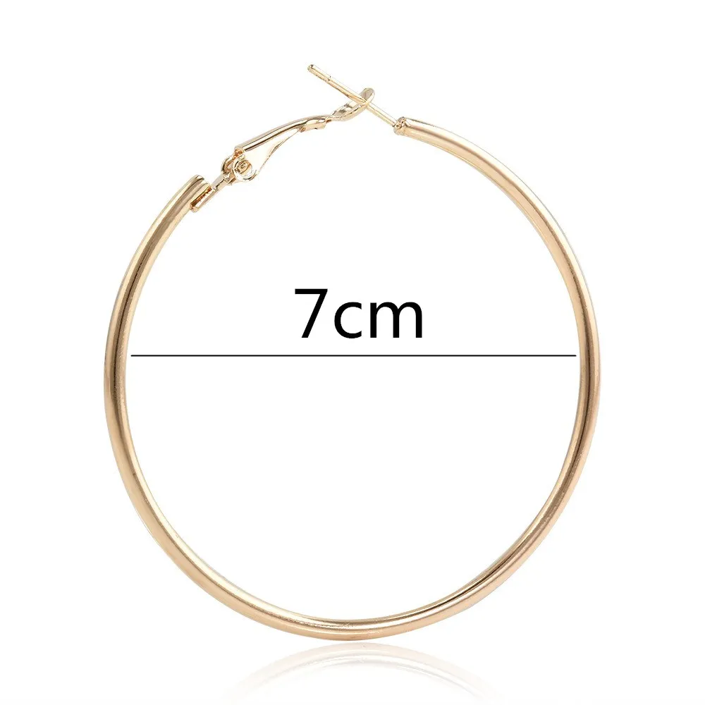 EK2088 Punk Big Size Hoop Earrings Brincos Trendy Party Exaggerated Gold Silver Color Round Circle Earrings for Women Jewelry