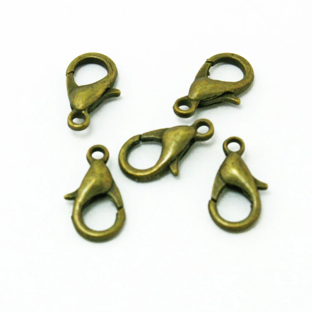 

New Arrival 12pcs/lot Antique Bronze Plated Lobster Jewelry Clasp 12mm for Jewelry Making FKA002-77