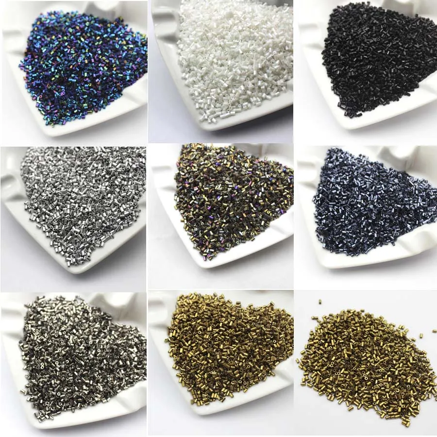 Mix 16g 1000pcs 2*3mm Metal Color Opaque Tube Loose Spacer Cezch Glass Seed Beads Handmade Jewelry Making DIY Garment Bead JS23M