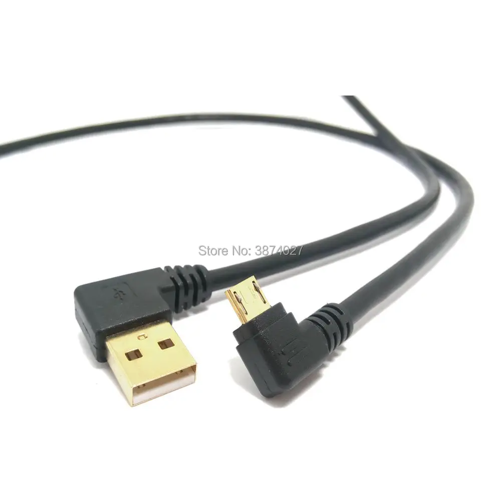 15cm short 1m Gold plated Right Angle Micro USB to Left Angled USB Tpye A Male 90 Degree Cable Data Charge Cord