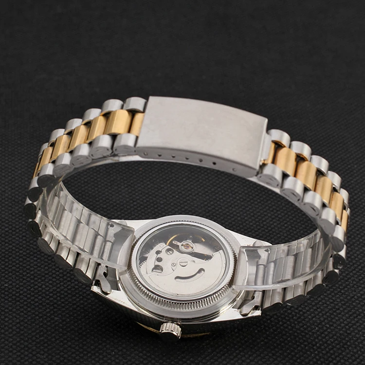 T-WINNER Watches New Arrival Automatic Mechanical Golden Gear Engraved Bezel Classic Diamond Dial Casual Women Metal Watch