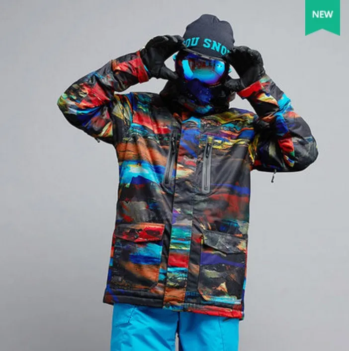 Putih untuk Pria Jaket Ski Clearance Sale Pria Berkuda Snowboarding Salju Mantel Skivvy Tahan Air 10K Tahan Angin Hangat