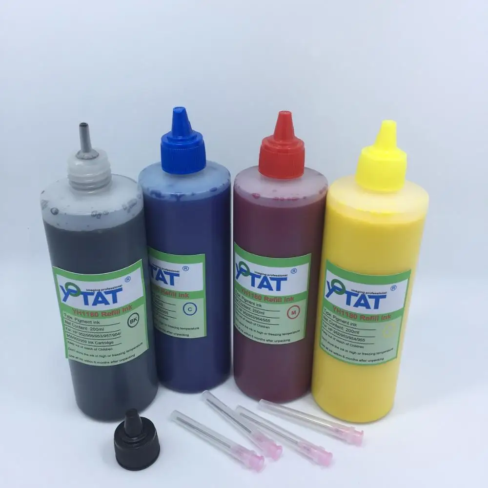 YOTAT 4*200ml bottled Pigment ink for HP952 HP956 HP953 HP957 HP954 HP958 HP955 HP959 ink cartridge or CISS