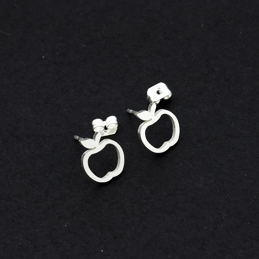 V Attract Teacher Apple Stud Earring Stainless Steel Women Classic Pendientes  Korean Jewelry Best Friend  Gift