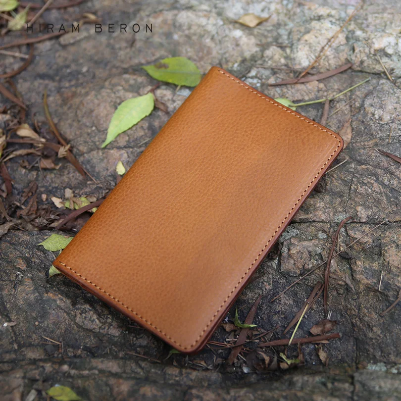 Hiram Beron Leather Passport Case Wallet With Credit Card Slots Casual Style Initial Custom Name Label Passport Cover Leather