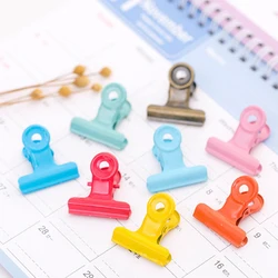 5Pcs Cute Metal Binder Clips Candy Color Paper Clip 30mm Clamp Bills Receipt Organizer Documents Clip Stationery Office Supplies