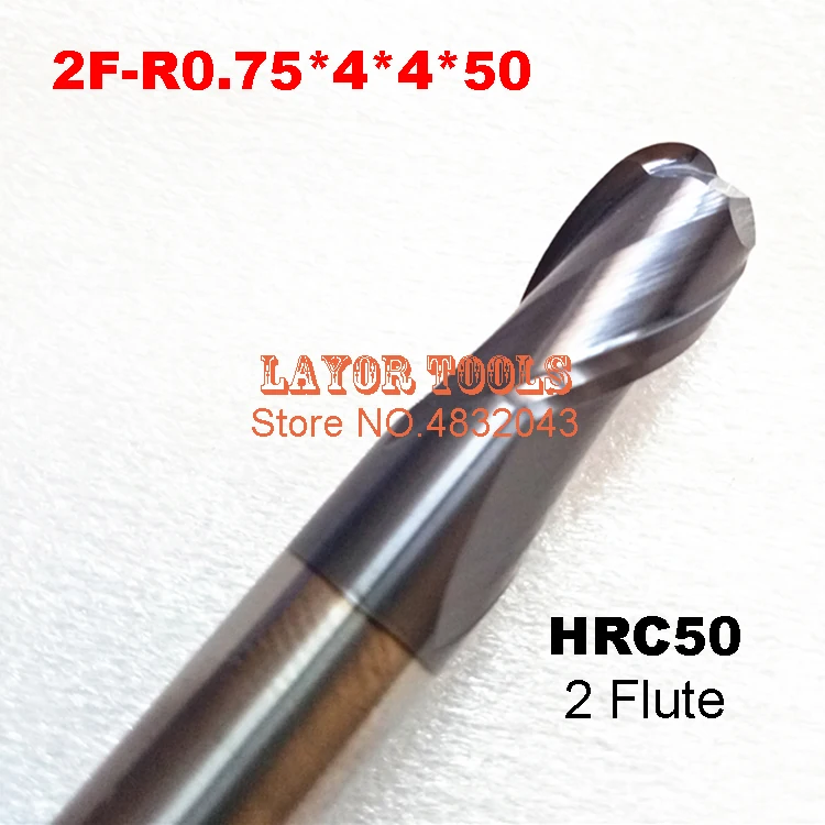 2f-r0.75,hrc50 Length 50mm Two Flute Diameter 4mm Material Carbide Coating Is Altin High Speed Milling Machines Carved Machine